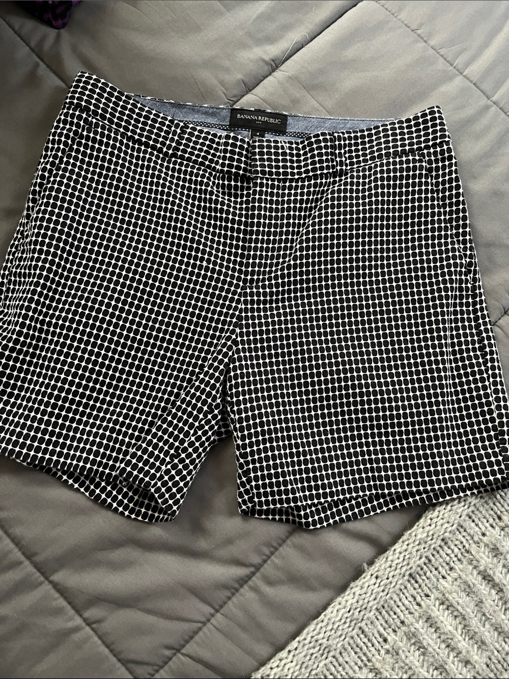 Banana Republic Black and White Check Grid Shorts